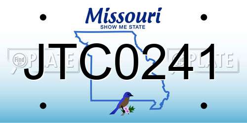 JTC0241 Missouri License Plate
