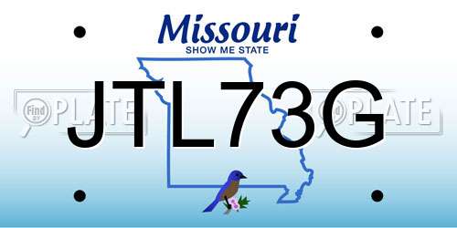 JTL73G Missouri License Plate