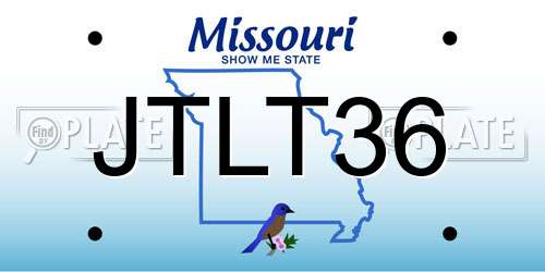 JTLT36 Missouri License Plate