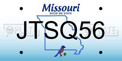 JTSQ56 Missouri License Plate