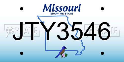 JTY3546 Missouri License Plate