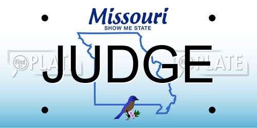 JUDGE Missouri License Plate