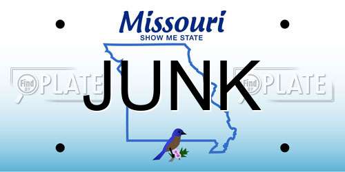 JUNK Missouri License Plate