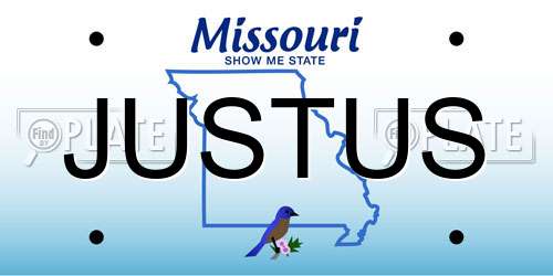 JUSTUS Missouri License Plate