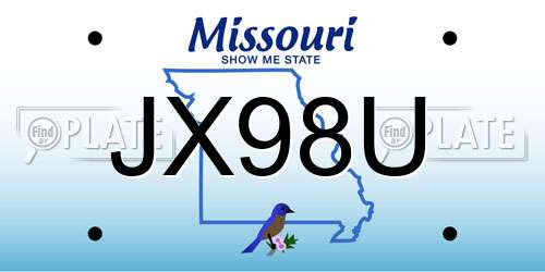 JX98U Missouri License Plate