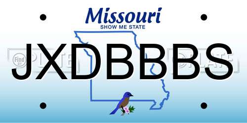 JXDBBBS Missouri License Plate
