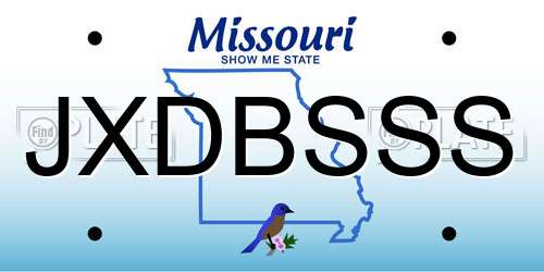 JXDBSSS Missouri License Plate