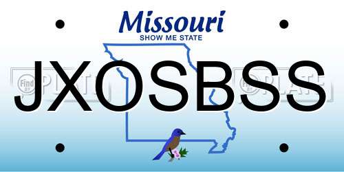 JXOSBSS Missouri License Plate