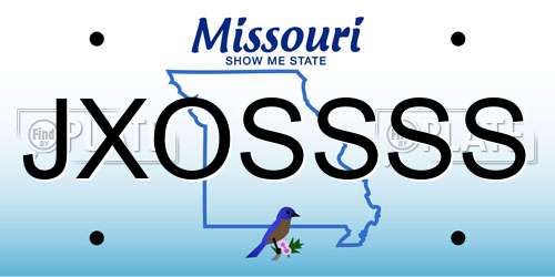 JXOSSSS Missouri License Plate