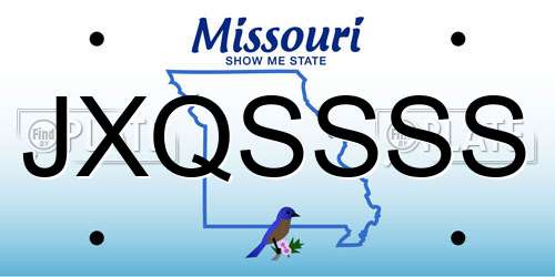 JXQSSSS Missouri License Plate