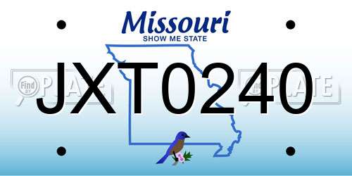JXT0240 Missouri License Plate