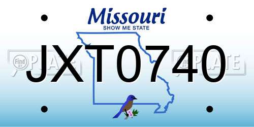 JXT0740 Missouri License Plate