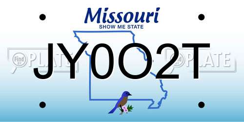 JY0O2T Missouri License Plate