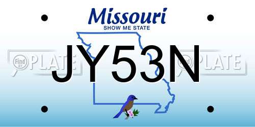 JY53N Missouri License Plate