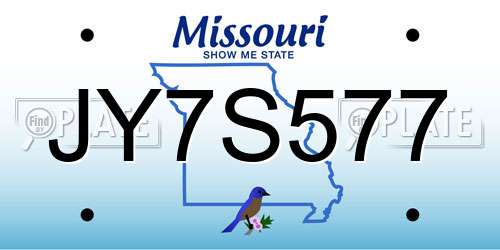 JY7S577 Missouri License Plate