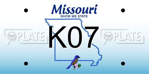 K07 Missouri License Plate