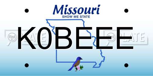 K0BEEE Missouri License Plate