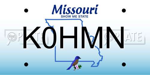 K0HMN Missouri License Plate