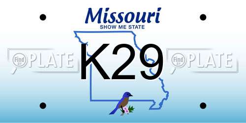 K29 Missouri License Plate