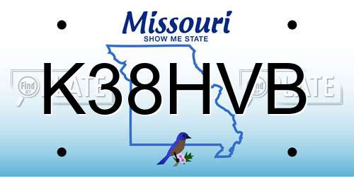 K38HVB Missouri License Plate