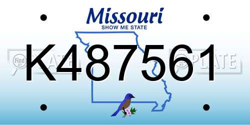 K487561 Missouri License Plate