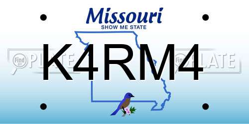 K4RM4 Missouri License Plate