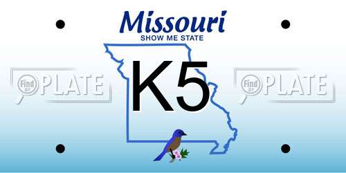 K5 Missouri License Plate