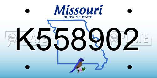 K558902 Missouri License Plate