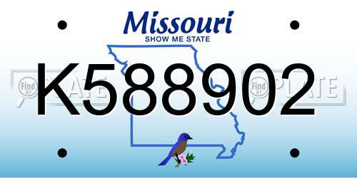 K588902 Missouri License Plate