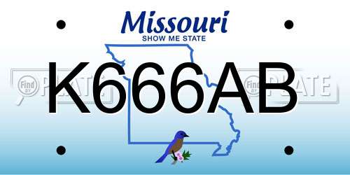 K666AB Missouri License Plate