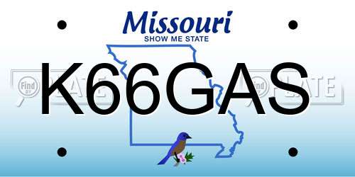 K66GAS Missouri License Plate