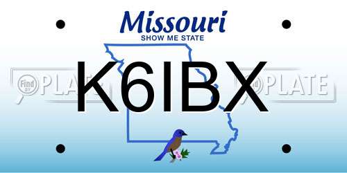K6IBX Missouri License Plate
