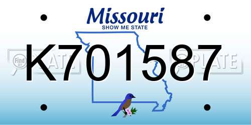 K701587 Missouri License Plate