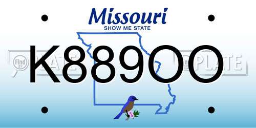 K889OO Missouri License Plate