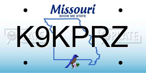 K9KPRZ Missouri License Plate
