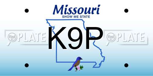 K9P Missouri License Plate
