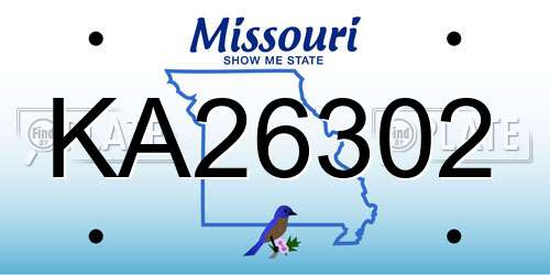 KA26302 Missouri License Plate
