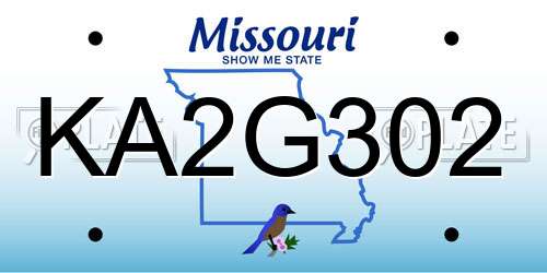 KA2G302 Missouri License Plate
