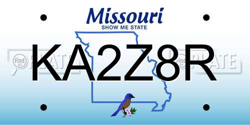 KA2Z8R Missouri License Plate