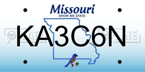KA3C6N Missouri License Plate