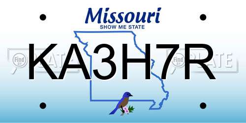 KA3H7R Missouri License Plate