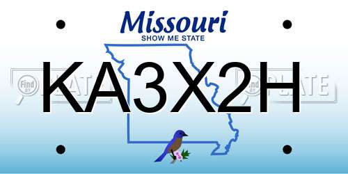 KA3X2H Missouri License Plate