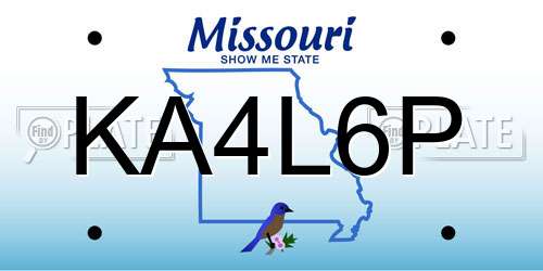 KA4L6P Missouri License Plate