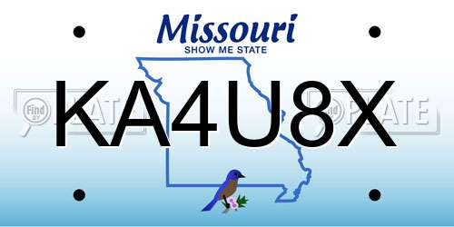 KA4U8X Missouri License Plate