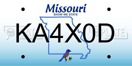 KA4X0D Missouri License Plate