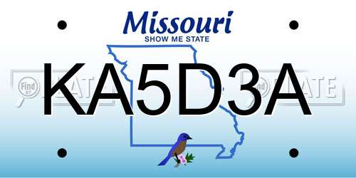 KA5D3A Missouri License Plate