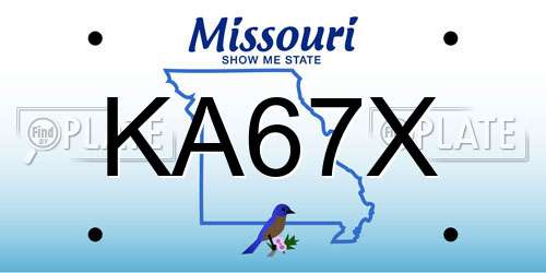KA67X Missouri License Plate