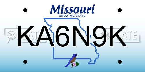 KA6N9K Missouri License Plate