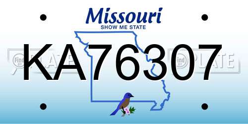 KA76307 Missouri License Plate