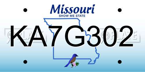 KA7G302 Missouri License Plate